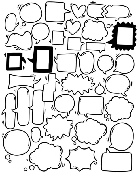 0084 Kézzel Rajzolt Háttér Készlet Aranyos Beszéd Buborék Firka Stílusban — Stock Vector