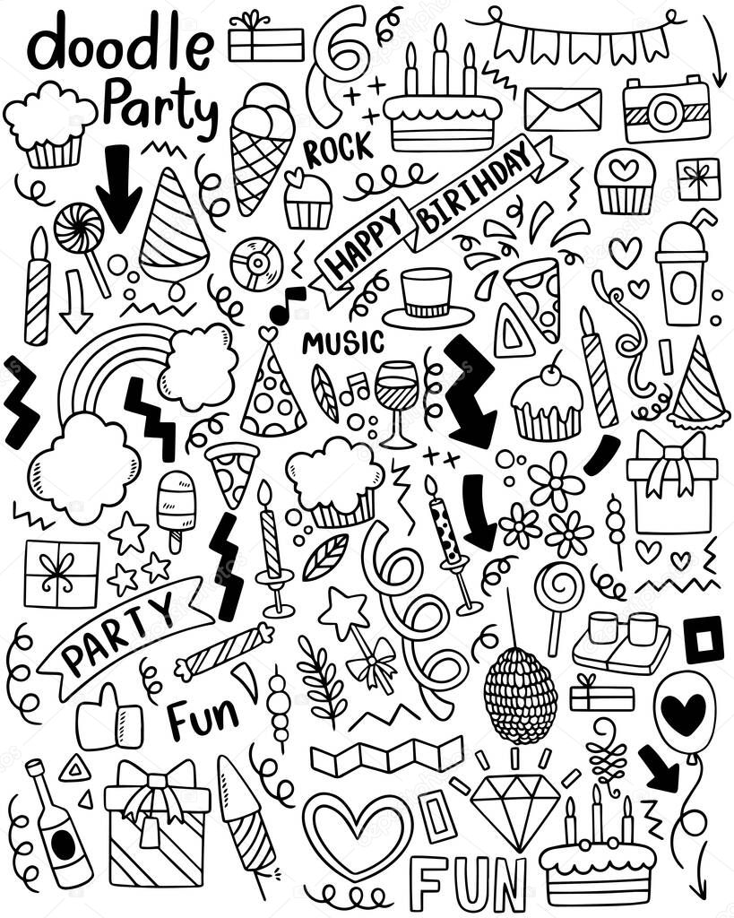 0051 hand drawn party doodle happy birthday