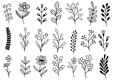 0078 el çizimi çiçekler karalama