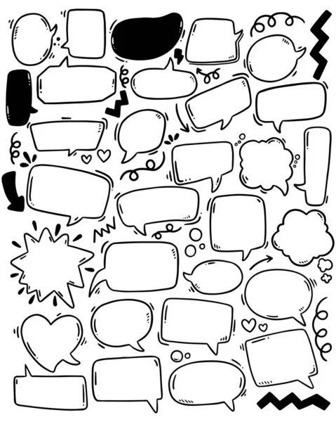 0075 Kézzel Rajzolt Háttér Készlet Aranyos Beszéd Buborék Firka Stílusban — Stock Vector