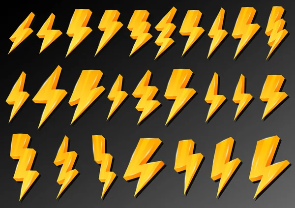 Donder Flash Pictogram Geel Lightning Thema Een Zwart — Stockvector