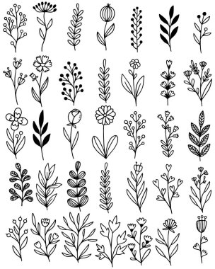 El çizimi çiçekler karalama