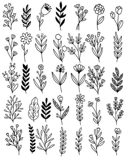 0120 Hand Drawn Flowers Doodle — Stock Vector