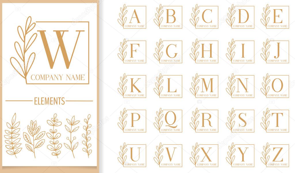 Premium Luxury floral frame letter logo template
