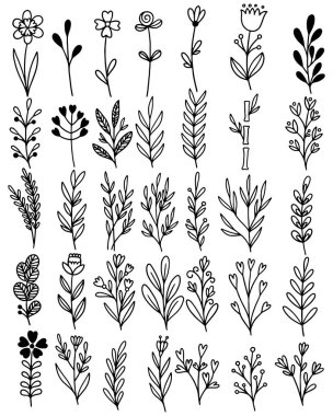 0130 el çizimi çiçekler karalama