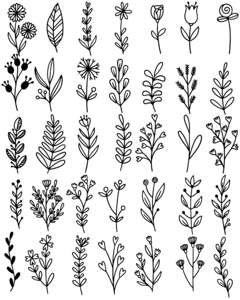 0130 Рука Намальовані Квіти Каракулі — стоковий вектор