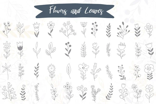 Handgezeichnete Blumen Kritzeln — Stockvektor