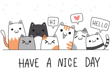 006 Sevimli Sevimli Sevimli El çizilmiş Kedi Yavrusu Aile Çizgi Film Duvar Kağıdı Kapağı