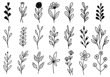 0162 el çizimi çiçekler karalama