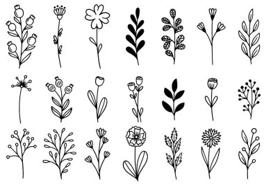 0167 el çizimi çiçekler karalama