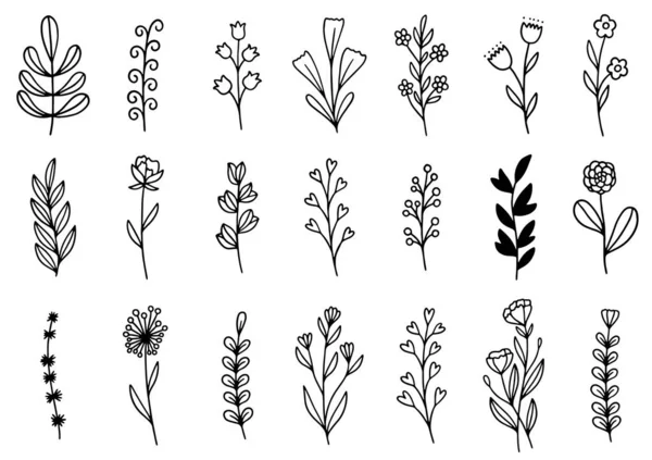 0167 Handgezeichnete Blumen Kritzeln — Stockvektor