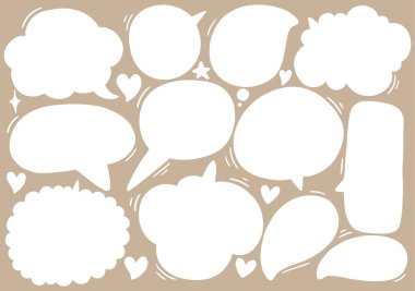 0018 el çizimi arkaplan çizimi şirin konuşma baloncuğu kümesi karalama biçiminde