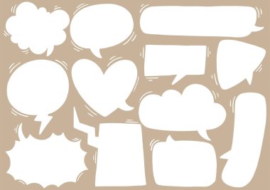 0021 el çizimi arkaplan çizimi şirin konuşma baloncuğu kümesi karalama biçiminde