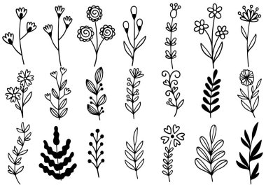 0177 el çizimi çiçekler karalama