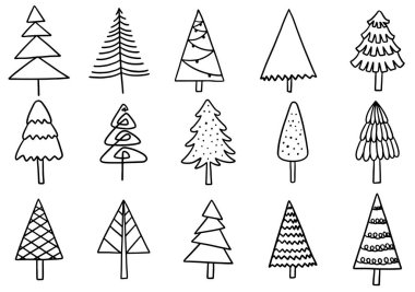 0003 el çizimi Noel ağacı yalıtılmış elementler. Albüm Albümü için kullan, Tebrikler, Davetiyeler. 