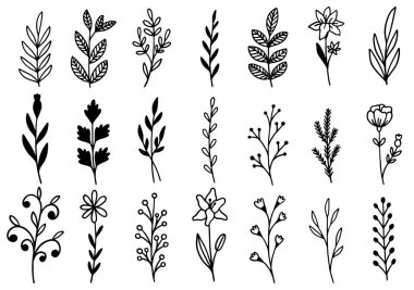 0192 el çizimi çiçekler karalama