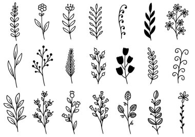 0217 el çizimi çiçekler karalama