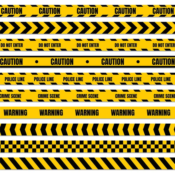 Yellow Black Police Tape Warning Dangerous Areas Transparent Background Police — Stock Vector