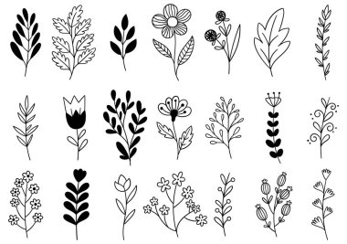 0248 el çizimi çiçekler karalama