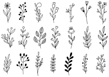 0258 el çizimi çiçekler karalama