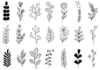 0268 el çizimi çiçekler karalama