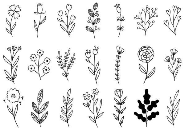 0268 Flores Dibujadas Mano Garabato — Vector de stock