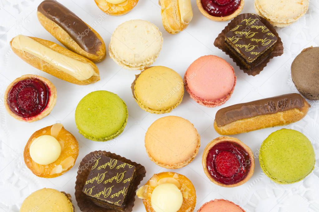assortment of sweet petits fours, French pastry