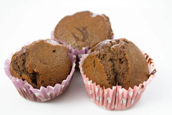 Muffin Chocolat Sur Fond Blanc — Photo
