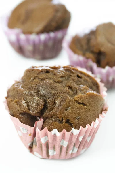 Muffin Chocolate Fundo Branco — Fotografia de Stock