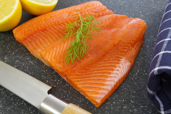 trout fillet on a chopping board