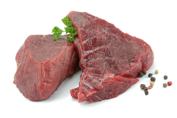 Steak Wołowy Białym Tle — Zdjęcie stockowe