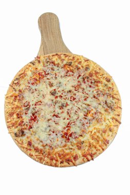 Beyaz arka planda pizza.