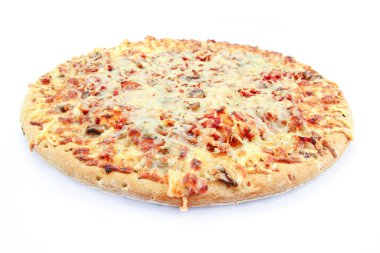 Beyaz arka planda pizza.