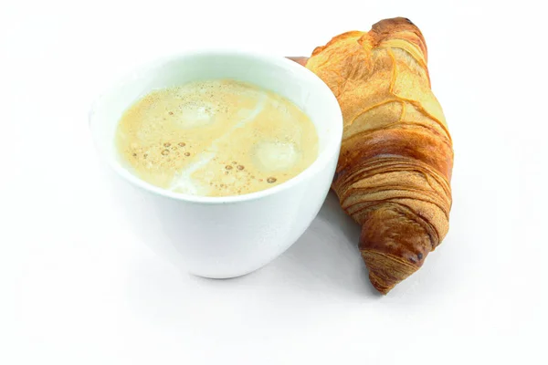 Frühstück Mit Kaffee Und Croissant — Stockfoto