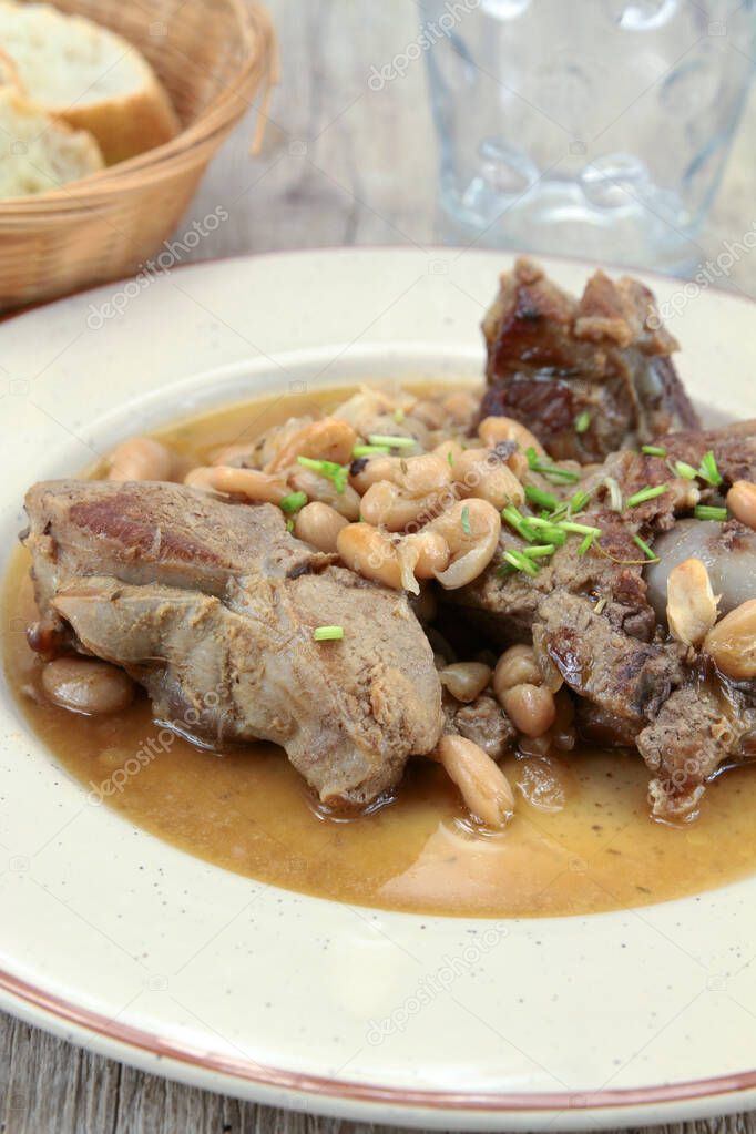 lamb stew with flageolet on a plate