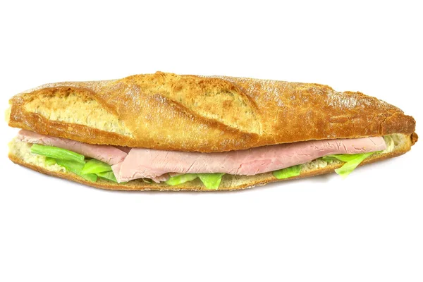 Бутерброд Салатом Шинки Білому Тлі — стокове фото