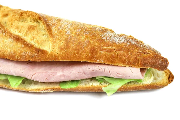 Hamsalade Sandwich Een Witte Achtergrond — Stockfoto