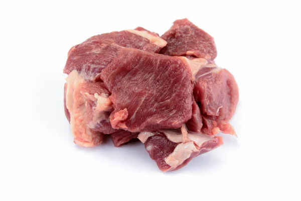 Stück Rohes Rindfleisch Auf Weißem Hintergrund — Stockfoto