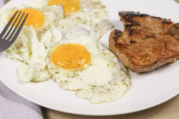 Veal Liver Fried Eggs Royalty Free Stock Images