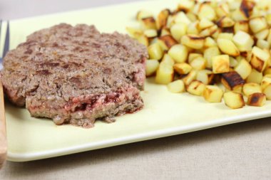 Biftek ve patates kızartması.