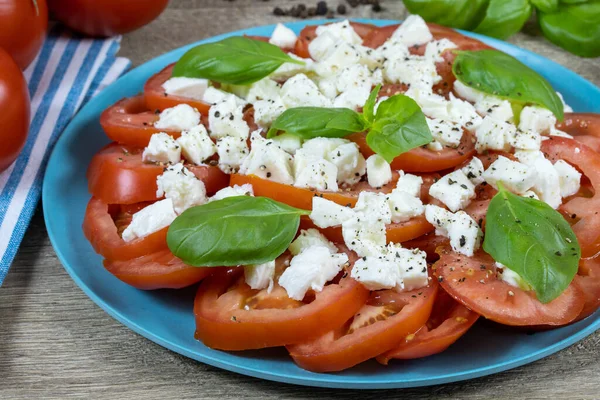 Tallrik Tomater Och Mozzarellaost — Stockfoto