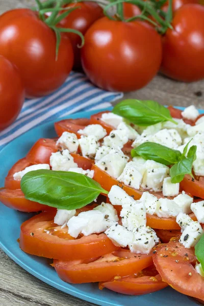 plate of tomatoes and mozzarella cheese