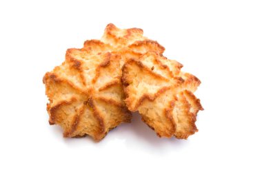 Beyaz arka planda izole edilmiş hindistan cevizi kaya kekleri.