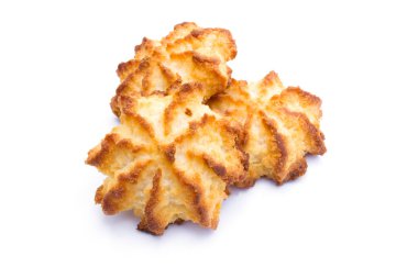 Beyaz arka planda izole edilmiş hindistan cevizi kaya kekleri.