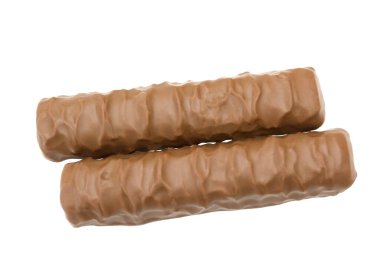 Beyaz arka planda izole edilmiş çikolata.