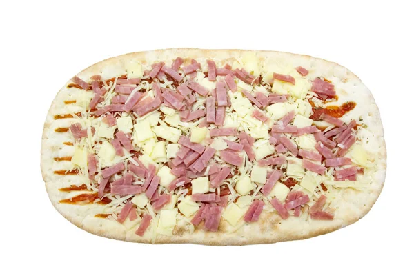Pizza Ovală Individuală Izolată Fundal Alb — Fotografie, imagine de stoc