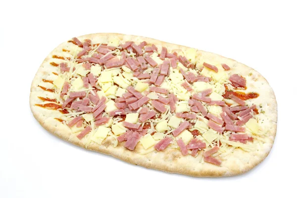Pizza Ovală Individuală Izolată Fundal Alb — Fotografie, imagine de stoc