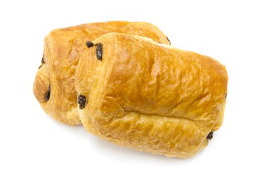 Beyaz arka planda izole edilmiş çikolatalı ekmek.