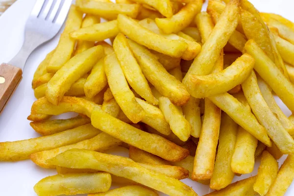 Plaat Frites Een Witte Achtergrond — Stockfoto