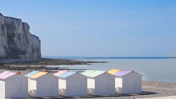 Domki Plaży Trport Francja — Zdjęcie stockowe